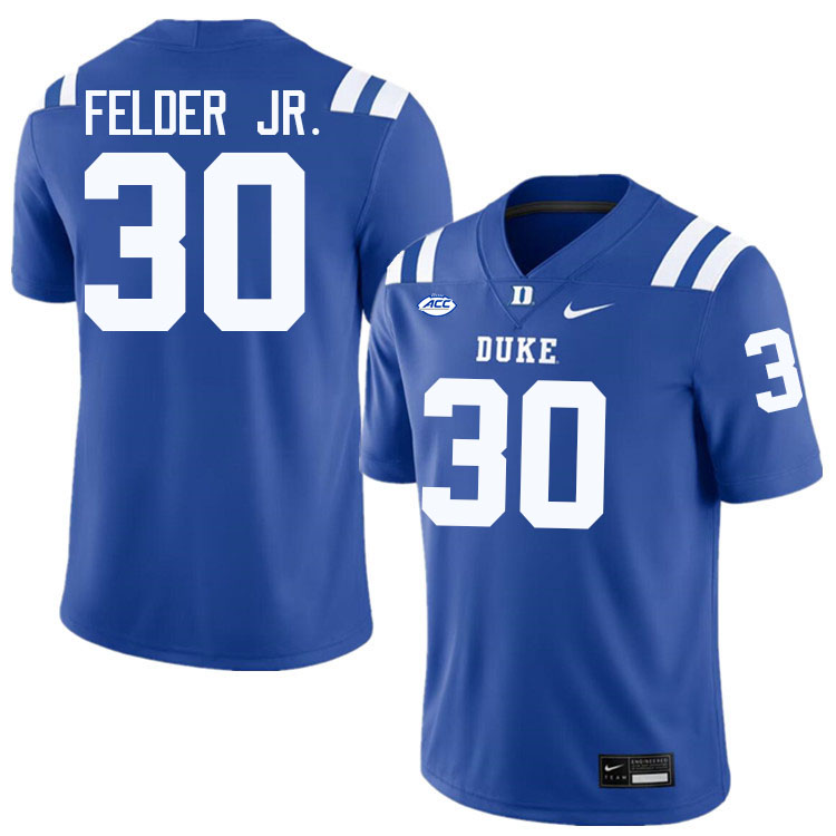 Duke Blue Devils #30 Will Felder Jr. College Football Jersey Stitched-Blue